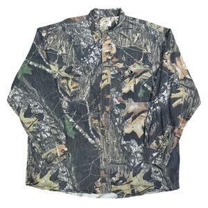 Y2K Mossy Oak Camo Button Up Long-Sleeve Size Large